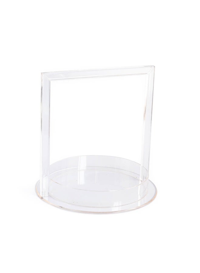 Si Bonne Clear Acrylic Serving Tray with Round Base and Vertical Decorative Frame Stand – Elegant Display Holder for Sweets, Chocolates, Dates and Party Favors for Weddings, Engagements and Special Occasions - Image 1